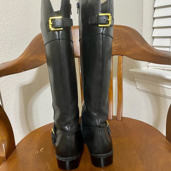 Ralph Lauren Maritza Black Leather Tall Boots 9B - Picture 4 of 12